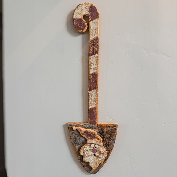 Vintage Folk Art Primitive Style Handpainted Wooden Santa Wall Decor-30.5”H - Picture 7 of 7